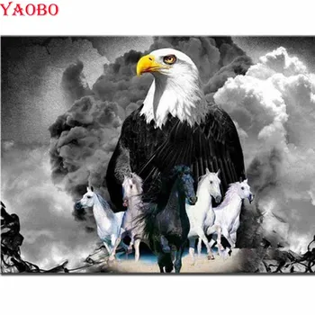 

Eagle animal horse Diamond Painting,paint by diamonds rhinestone Nature Embroidery 5D DIY Full Square Round black white decor