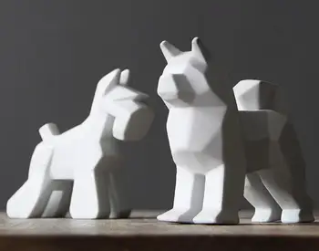 

Dog Home Decor Crafts Room Decoration Ceramic Kawaii Ornament Porcelain Animal Figurines Decorations Dog Statue Creative Ceramic