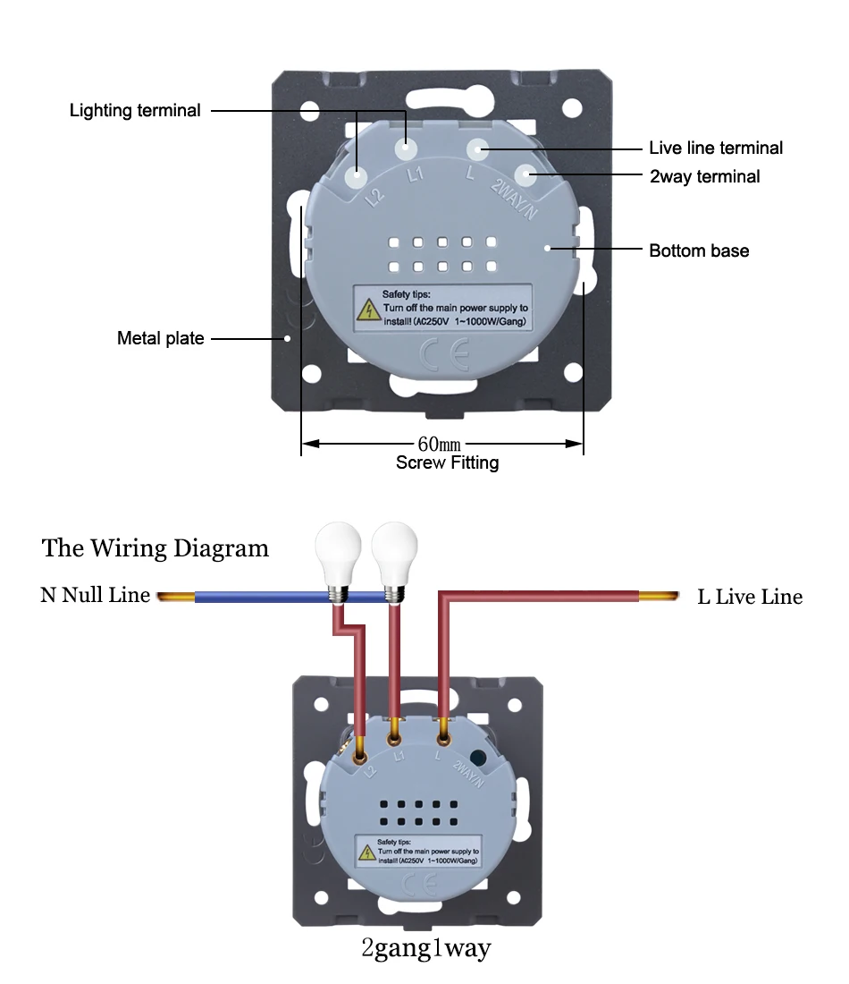 二路接线图和背面图