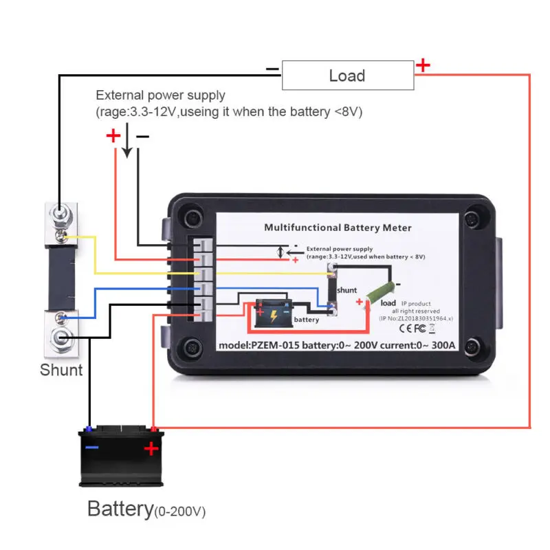 

LCD Display DC Battery Monitor Meter 0-200V Voltmeter Ammeter For RV Solar Car Battery Voltmeter Ammeter Hign Qualiy