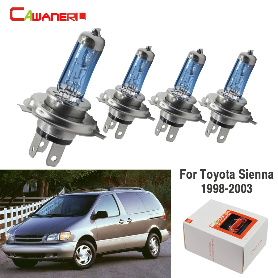 Cawaner 4 шт. H4 100 Вт галогенной лампы 4300K 12V Высокая Мощность автомобилей головной
