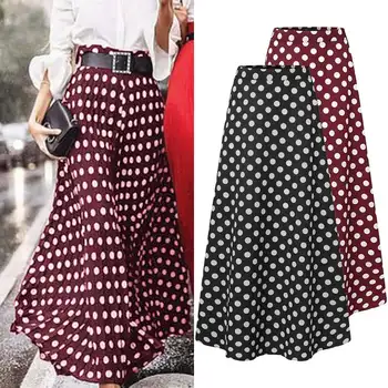 

Oversized Women's Print Vetidos Bohemian Polka Dot Casual Skirts 2020 ZANZEA Casual Back Zipper Maxi Skirts Female Faldas Saia 7