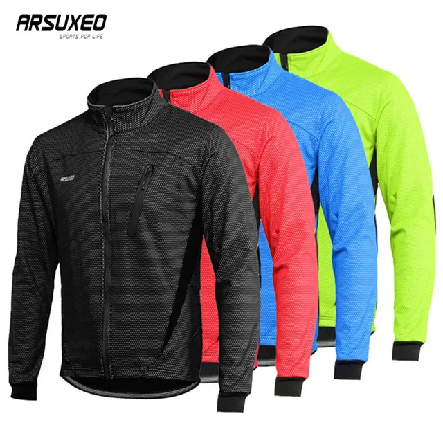 US $25.01 ARSUXEO Fleece Cycling Jacket Man Winter Thermal Mountain Bike Jacket Waterproof Bicycle Coat Windp