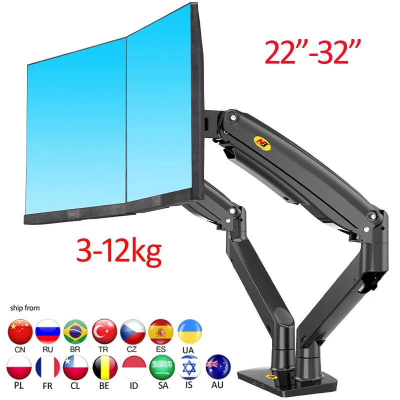 Soporte Doble Para Monitor O Pantallas De 22 A 27 Pulgadas Color Negro