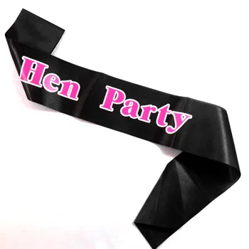

6pcs Hen party 2018 New Design black ribbon hot pink and white printing sash Girls night out Bridesmaid Bachelorette party event