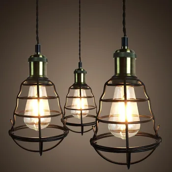 

country creative restaurant bar table retro industrial wind pendant lamp clothing store small iron cage Pendant Lights LB32709
