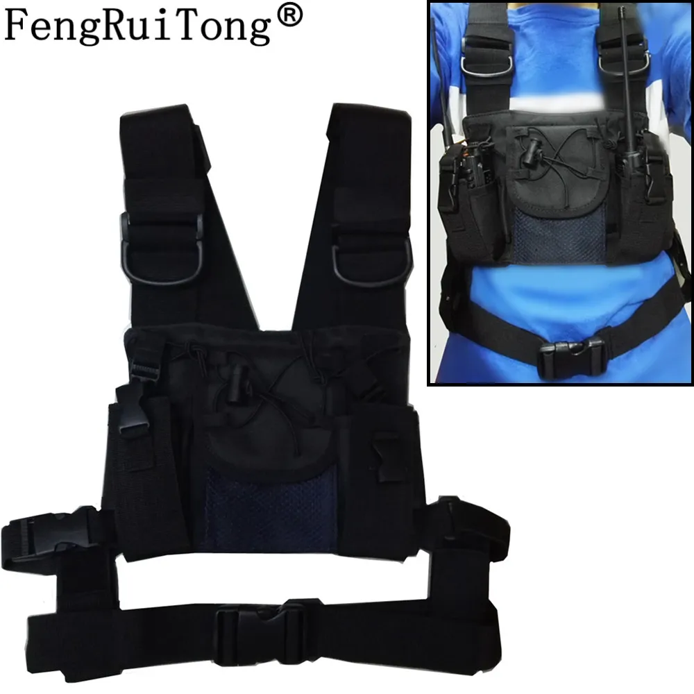 Chest Harness Front Pack Pouch Carry Case for Yaesu TYT Wouxun Baofeng BF-888S UV-5R UV-82 UV-9R Plus Walkie Talkie Radio walkie talkie harness for uv5r uv82 two way radio adjustable universal shoulder chest pack pouch holster vest rig case