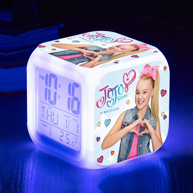 JoJo Siwa Alam Часы с цифрами время LED температура для девочек детские развивающие