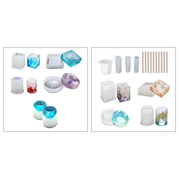 

1 Set Resin Crystal Epoxy Mold Round Square Cylinder Pen Holder Ashtray Casting Silicone Mould DIY Crafts Making Tool