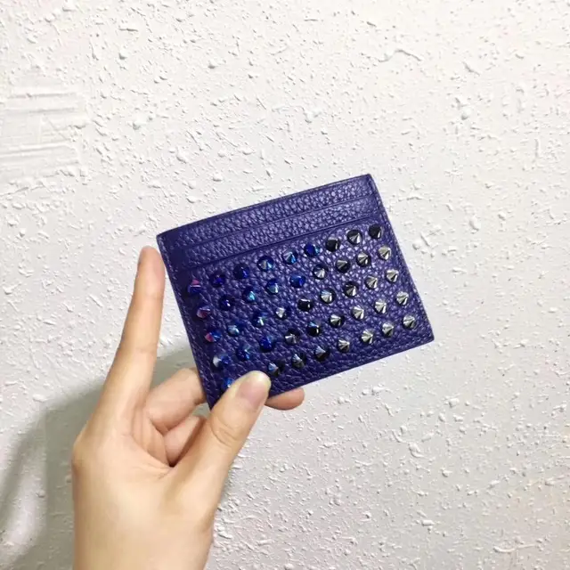 Fashion Slim Card Holder High Capacity Genuine Leather Men Women Simple Card Bag Business Bank Credit Card Holder Coin Purse blue