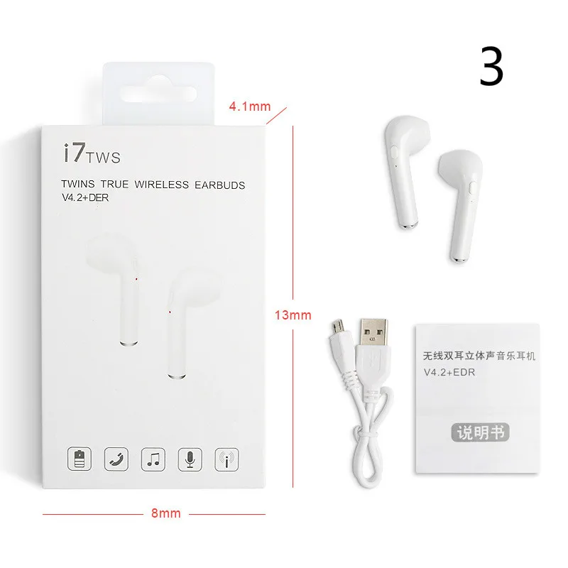 3 I7 Bluetooth 4,2 наушники TWS беспроводные наушники мини спортивные стерео громкой связи Наушники с зарядкой boxBluetooth наушники - Цвет: 3