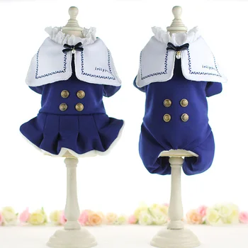 

Dog Clothes Cotton Padded Dresses and Jumpsuits Pet Clothes for Dogs Lovers Four Feet Pet Clothing Blue Color Clothes for Dogs