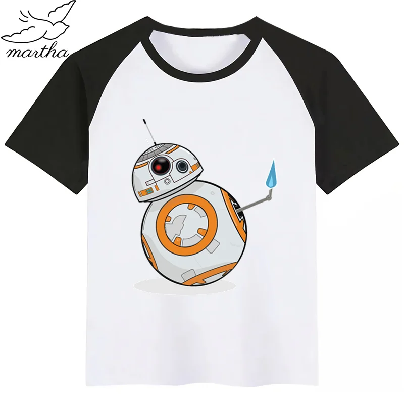Bb8/новая футболка с принтом «Звездные войны»; Милые рубашки для девочек с принтом животных; детская Удобная футболка с круглым вырезом; одежда с короткими рукавами для мальчиков и девочек