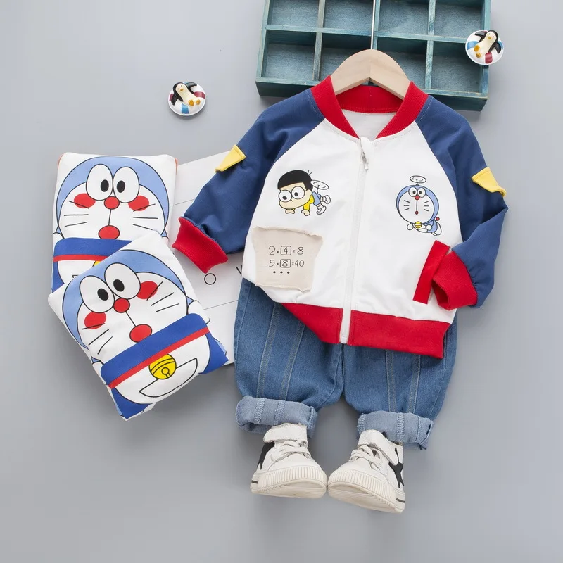

2020 Spring And Autumn Infants Baby Set Cartoon Doraemon Cardigan Hoodie Suit