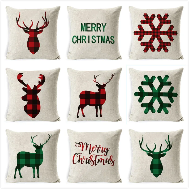 Nordic Deer Head Cushion Cover Christmas Snowflake Throw Pillow Case Home Decorative Sofa Car Linen Greeting Cojine | Дом и сад