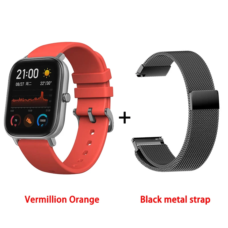 Глобальная версия Amazfit GTS Смарт-часы для мужчин и женщин 5ATM водонепроницаемый gps трекер NFC BT5.0 Smartwatch для Xiaomi Android Phone IOS - Цвет: O Add black metal