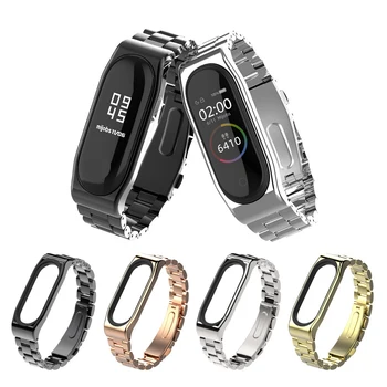 

Wrist Band Bracelet Strap for Xiaomi Mi Band 4 3 Metal Triple Bead Strap Stainless Steel MiBand 4 Wrist Band Screwless Belt