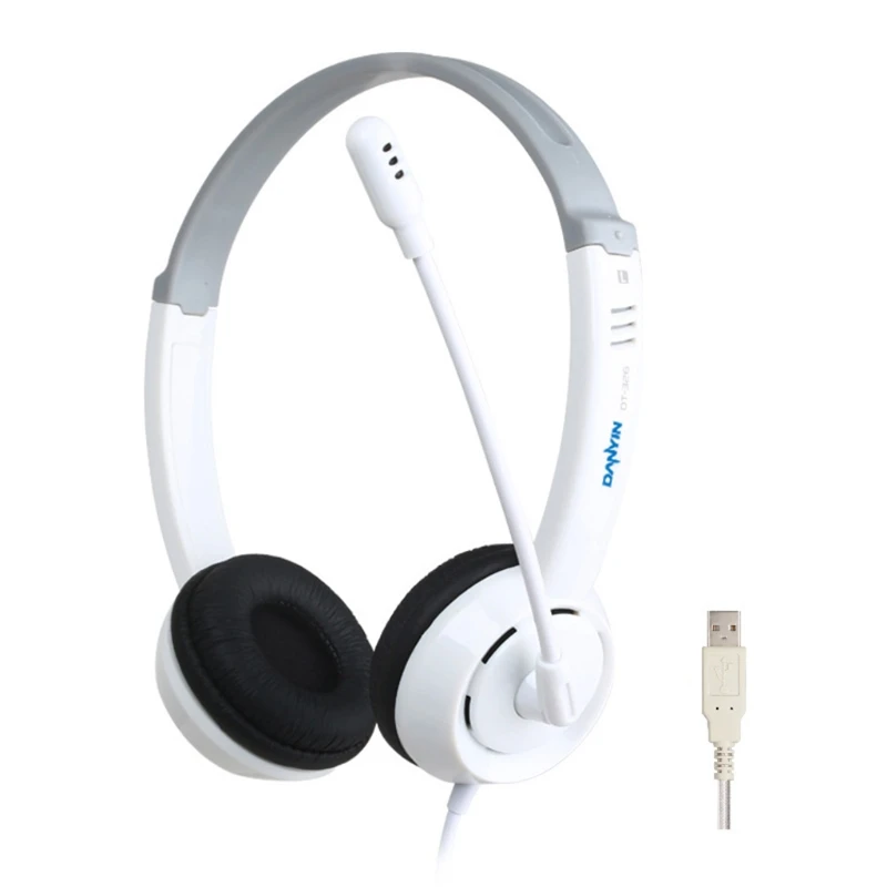 Online Classes Wired Stereo Headphone with Microphone USB 3 5mm Interface Gaming Headset Laptop Computer PC Earphone