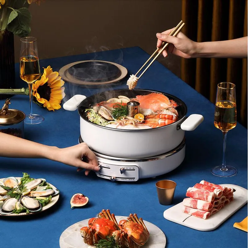 220V 5L Automatic Lift Electric Hot Pot Non-Stick Multi Cooker Sugar-free Rice  Cooker with Frying Pan 1800W Electric Hot Pot - AliExpress