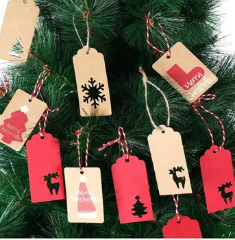 

10/12 Styles Paper Tags Kraft Sheet Packaging Label with Snowflake Tree Elk Patterns for Christmas DIY Art