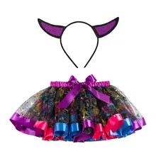 Детское платье для хэллоуинская пачка для девочек вечерние танцевальные балетные костюмы для малышей юбка+ повязка на голову Сетчатое платье принцессы vestidos A1