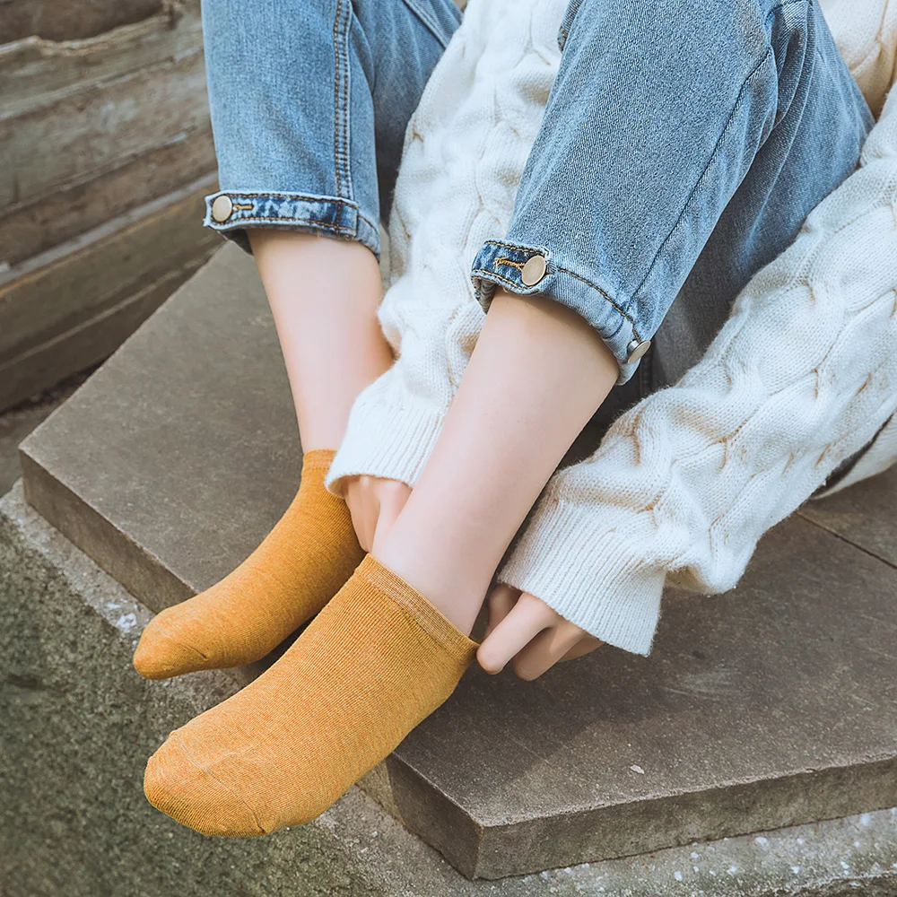 New Summer Women's Bamboo Fiber Casual Shallow Mouth Boat Fashion Solid Color Thin Breathable Cotton Socks 10 Pair