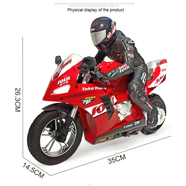 High Simulation RC Motorcycle 2.4G RC Stunt Motorbike Drift Car With Flash Led Light 360Degree Rotation Shockproof Car Boy  Toys 6