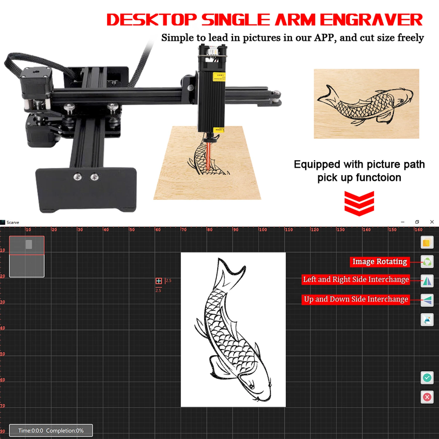 2.5W/5.5M/7W/10W 450nm DIY Laser Engraving Head Desktop Single Arm Engraver Accessory Portable DIY Engraving Carving Machine