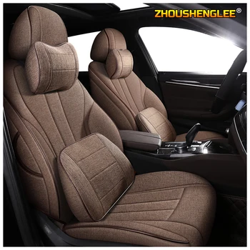 

ZHOUSHENGLEE Custom FLAX car seat covers set For Volkswagen Passat Beetle Tuareg Tiguan Phaeton VW R36 Eos MAGOTAN Scirocco car