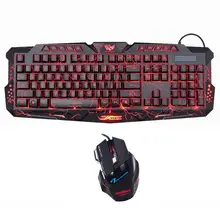 Светодиодный клавиатура с подсветкой на английском языке, комбинированный переключатель, триколор+ 7 кнопок, цветная профессиональная Проводная игровая мышь