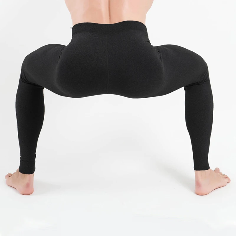 Gray Plus Velvet Thick Winter Warm Mens Leggings Tight Men's Long Johns Plus Size Tights Male Thermal Warm Pants Underwear 560