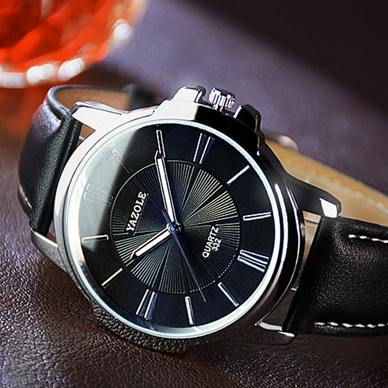 Новые мужские часы YAZOLE брендовые роскошные с синим стеклом из водонепроницаемой - Фото №1