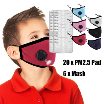 

1/3/5/6 Face Masks With 2/10/20 Filters For Children Mouth Mask Unisex Cotton Face Mask Dust Pollution Face sheild Mascarilla