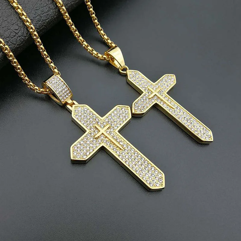 

Funmode Hip Hop Link Chain Gold Color Big Cross Pendant Necklace For Women Men Jewelry Accessories Bijoux FN133