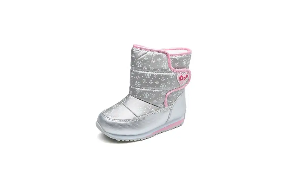 Boys and girls warm non-slip fashion tube cotton boots children waterproof thickening inner wool snow boots - Цвет: Бежевый
