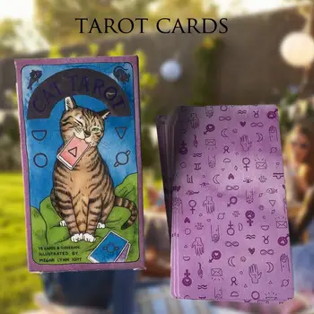 

78 Cat Tarot Cards Magic Tarot Cards Full English Read Fate Board Game Smith Tarot Deck Board Game Family Playing Cards Gift 5