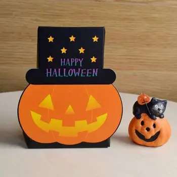 

10pcs Halloween Pumpkin Candy Packaging Trick Or Treat Box Party Favor Gift Paper Boxes Boxes Candy W9X0