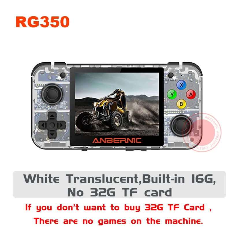 White T 16G ANBERNIC новая Ретро игра RG350 видеоигра портативная игровая консоль мини 64 бит 3,5 дюймов ips экран 16G+ 32G TF игровой плеер RG 350 PS1 - Цвет: White T 16G