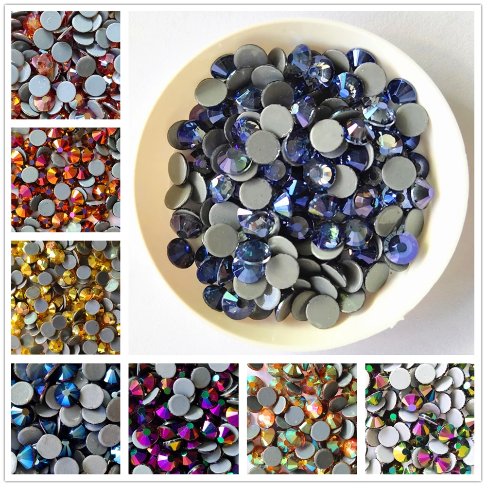 Aaaa + Qualità Nuovo Viola/Metallo Cristallo Hotfix Strass Vetro Strass Ferro Su Pietra Per Nail Art Cucito E Decorazione Tessuto
