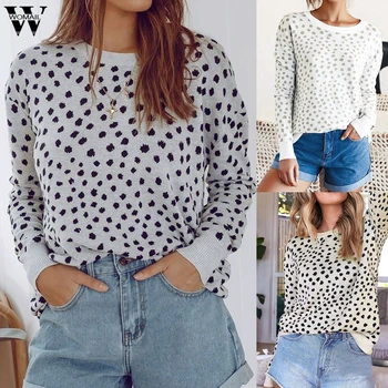 

Womail Sweatshirts Women Fashion Leopard Print Long Sleeve Sweatshirt Casual Pullovers Autumn Campus 2019 Sweatshirt Daily 85