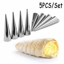5 шт большие конические трубы конусные рулонные формы из нержавеющей стали спиральные формы для Круассанов Кондитерские крема Роговая формочка для торта, хлеба