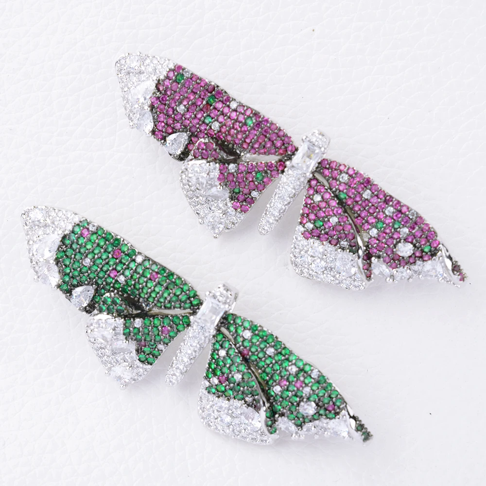

60X20MM High Quality Big Purple CZ Zirconia Butterfly Brooch