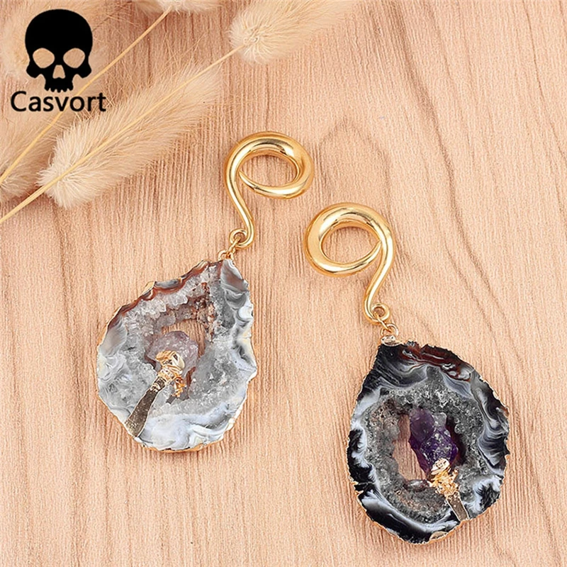Casvort 2 шт. Необычные ранцы для ушей тоннели из нержавеющей стали золотые ушные