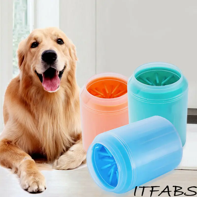 Portable font b Pet b font Foot Washer Cup Dog Paw Cleaner Cup Soft Silicone Combs