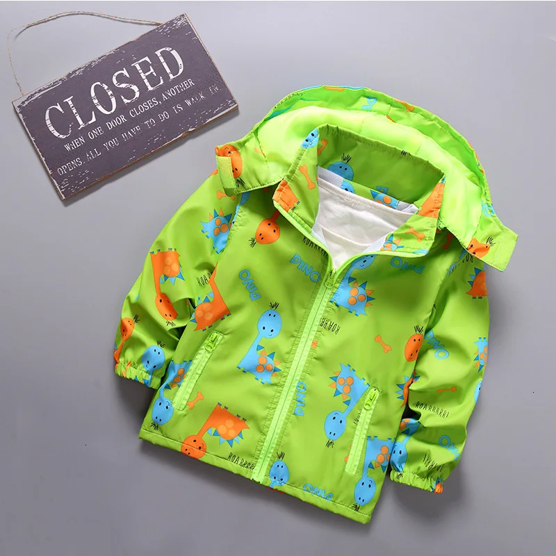 Детская одежда коллекция года, платье Детская куртка с капюшоном короткие ветровки с рисунком для мальчиков и девочек от 3 до 8 лет, тренчи