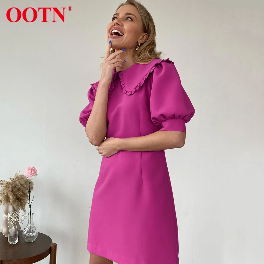 Элегантное офисное мини-платье OOTN с коротким пышным рукавом весеннее милое