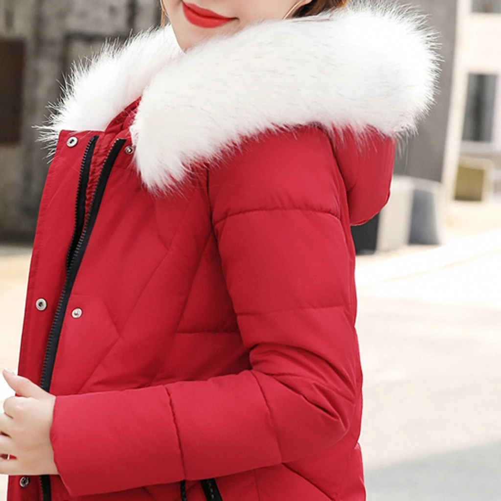 JAYCOSIN New Arrival Coats Parka Fashion Slim Women Winter Hooded Warm Coat Plus Size Thick Fur Cotton Padded Jacket Femal 924