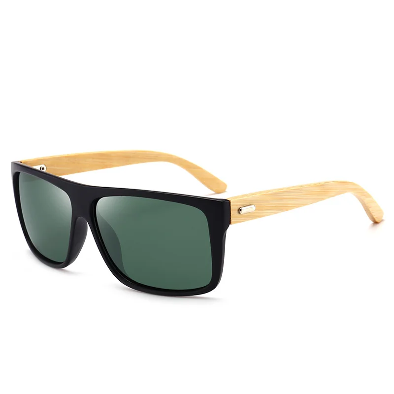 RBRARE, мужские градиентные очки, солнцезащитные очки для вождения, мужские классические Бамбуковые ноги, для улицы, высокое качество, деревянные дужки, солнцезащитные очки для мужчин - Цвет линз: Black Green