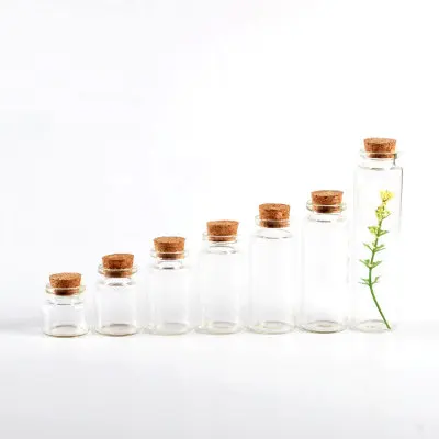 

50pcs Mini Bottle with Cork Stopper 10ml 15ml 20ml 25ml 30ml 40ml 55ml Empty Bottles Containers Jars Vial idea for Wedding Gift