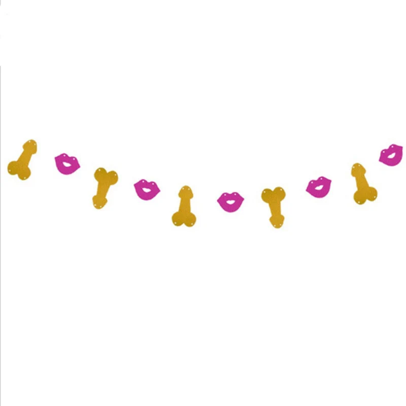 1set banner Блестящие девичника вечерние любовь сердце губы пенис Бантинг Баннер Свадебные сувениры взрослый член пенис Торт Топперы девичник Вечерние - Цвет: 1set banner